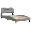 vidaXL Twin Fabric Bed Frame & Headboard Cushion in Light Gray with Plywood Slats - Modern Sleep Support, Stylish Waved Design - 2 of 4