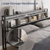 Bestier Bed Frame with Hidden Storage Headboard and Dual LED Light,Black PU Leather Bed with 2 Drawers, 2 Tier Shelves with Charging Station - 4 of 4
