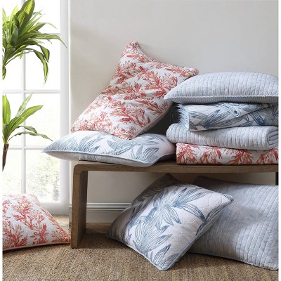 Serenity Palms Reversible Cotton Quilt Set, Full/Queen, Blue