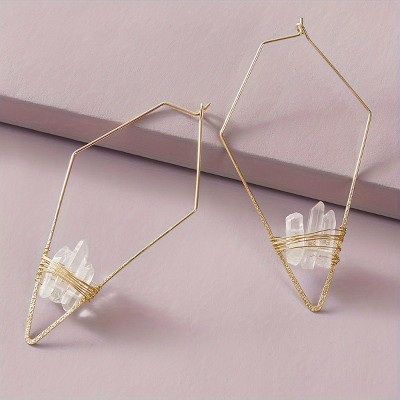 Paaaawaters 1 pair of women's fashionable, simple, personalized and versatile geometric natural stone earrings