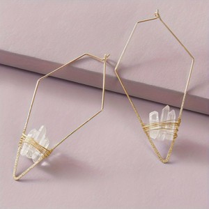 Paaaawaters 1 pair of women's fashionable, simple, personalized and versatile geometric natural stone earrings - 1 of 4