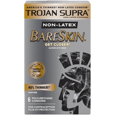Trojan Supra Fragrance free Non-Latex BareSkin Lube Condoms - 6ct - image 1 of 4