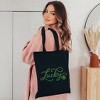 City Creek Prints Cursive Lucky Clover Canvas Tote Bag - 15x16 - Black - 2 of 2
