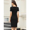 INSPIRE CHIC Women's Bow Tie Crew Neck Short Sleeves Business Color Block Sheath Midi Dresses - 3 of 4