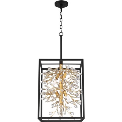 Modern Black and Gold Crystal Pendant Chandelier 19.5" Wide