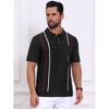 INSPIRE CHIC Men's Striped Knit Chest Pocket Short Sleeve Golf Polo Shirts - 4 of 4