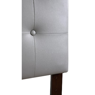 Light Grey Full Upholstered Tufted Leather Headboard