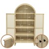 BAOURE 70.28" Tall Arched Kitchen Pantry, Modern Natural Farmhouse Storage Cabinet with Rattan Doors and Adjustable Shelves - 2 of 4