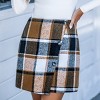 Women's Retro Brown Plaid Faux Wrap Mini Skirt- Cupshe - 3 of 4