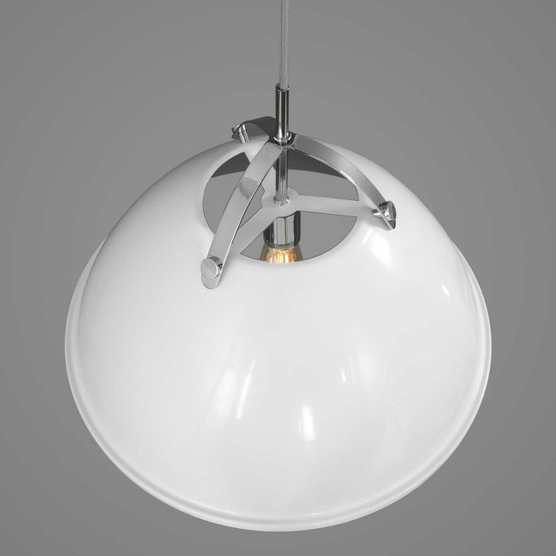 Progress Lighting, Tre Collection, 1-Light Pendant, Graphite, White Dome, Vintage Silver Shade, 3 of 6