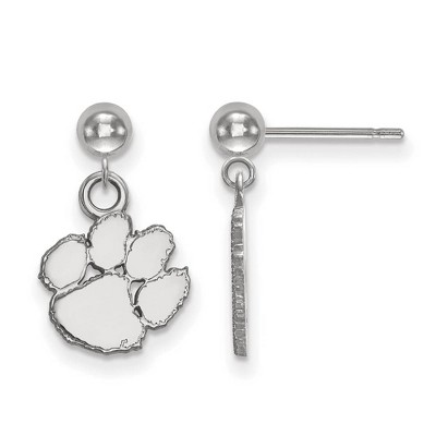 Black Bow Jewelry 14k White Gold Clemson Tigers NCAA Dangle Earrings