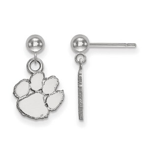 Black Bow Jewelry 14k White Gold Clemson Tigers NCAA Dangle Earrings - 1 of 3