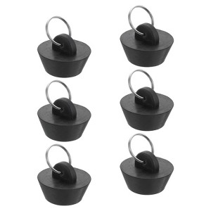 Unique Bargains Rubber Flexible Bathtub Sink Drain Stoppers with Hanging Ring 6 Pcs - 1 of 4
