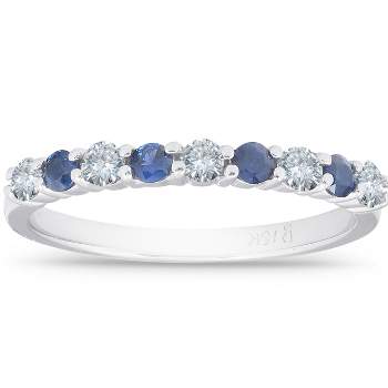 Pompeii3 1/2CT Blue Sapphire & Diamond Wedding Ring 10K White Gold