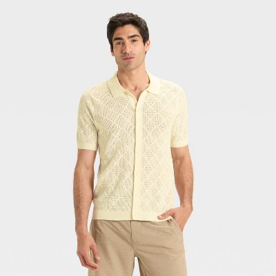 Men's Open Stitch Polo Sweater - Goodfellow & Co™ Cream