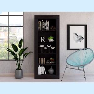 VYNXARIA Vertical Bookcase with 5 Open Shelves - Modern Black Storage Solution - 1 of 4