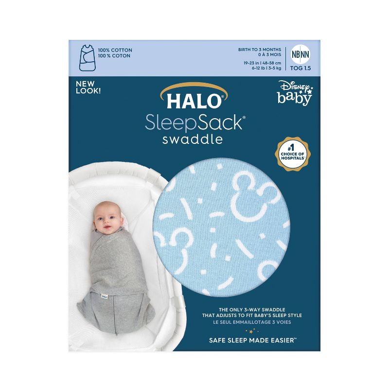 HALO SleepSack 100% Cotton Swaddle Wrap Disney Baby Collection Mickey, 3 of 7
