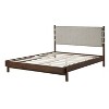Merax Mid-Century Rubberwood Platform Bed Frame with Faux Leather Strap Headboard - 4 of 4
