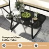 Tangkula Set Of 4 Wicker Patio Furniture Set Outdoor Conversation Set w/ Tempered Glass Coffee Table Rattan Cushioned Chairs with Acacia Wood Armrests - 4 of 4