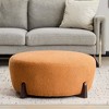 TUYOHW 32'' Round Boucle Ottoman,Modern Footstool Accent Stool with Rubber Wood Legs,Ottoman for Living Room,Bedroom,Entryway - 3 of 4