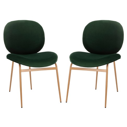 Set Of 2 Jordana Round Side Chair Malachite Green Gold