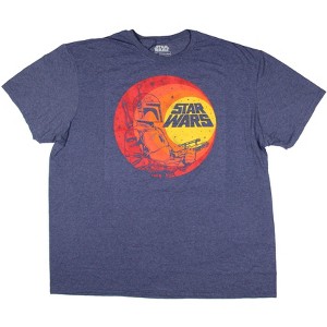 Star Wars Mens' Boba Fett Outline On A Circular Sunset Gradient T-Shirt - 1 of 4