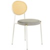 LeisureMod 5-PC Dining Set - 36" Round Dining Table Sintered Stone Top & Black Pedestal, 4 Velvet Dining Chairs in White Steel Legs - 3 of 4