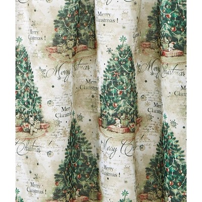 Christmas Trees Semi Sheer Kitchen Curtain Tier and Valance Set