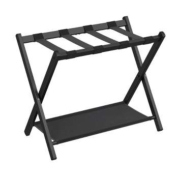 SONGMICS Luggage Rack with Fabric Storage Shelf Suitcasa Stand for Guest Room Bedroom Folding