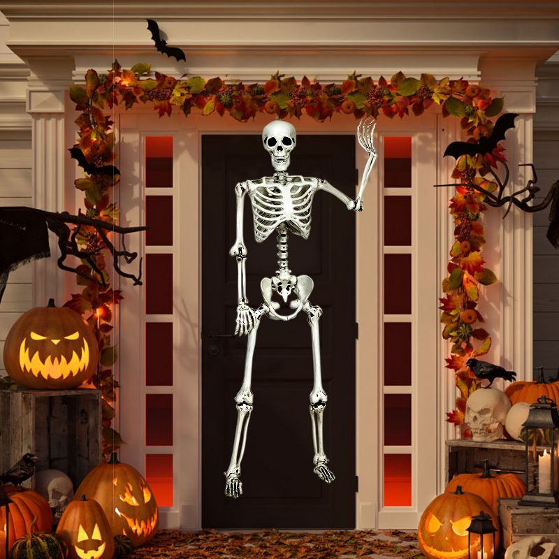 Costway 5.4ft Halloween Skeleton Life Size Realistic Full Body Hanging w/ Movable Joints, 3 of 13