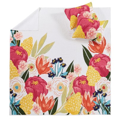 Grandiflora Multicolor Cotton Twin Quilt and Sham Set