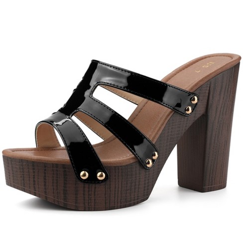 Chunky wooden platform discount heels