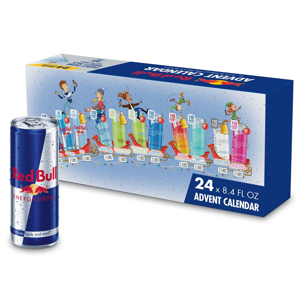 Red Bull Variety Advent Calendar Pack with Caffeine Energy Drink - 24pk/8.4 fl oz Cans