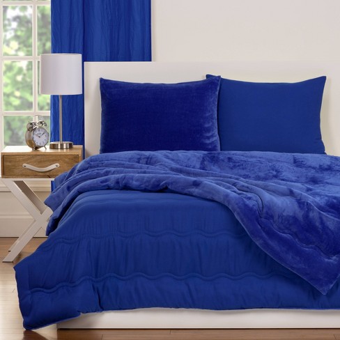 Crayola Playful Plush Blue Pleated Comforter Set Full Queen 3pc Target