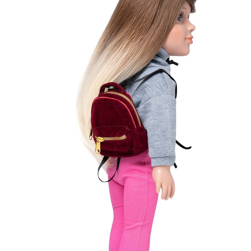 I&#39;M A GIRLY Burgundy Red Backpack Outfit for 18&#34; Fashion Doll, 3 of 6