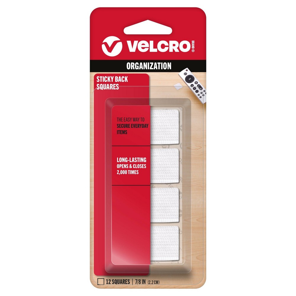 VELCRO 7/8" Sticky Back Squares Adhesives White: Mounting Adhesive Strips, 12 Pack, Stationery & Office Use