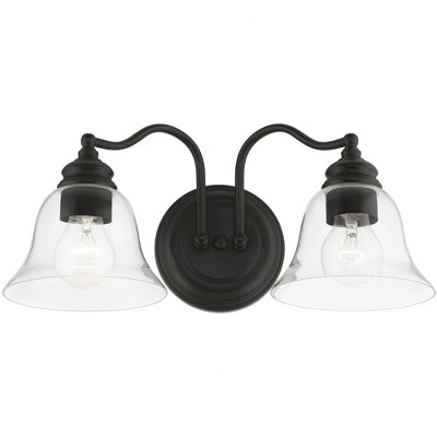 Black Hand Blown Glass 2-Light Vanity Sconce