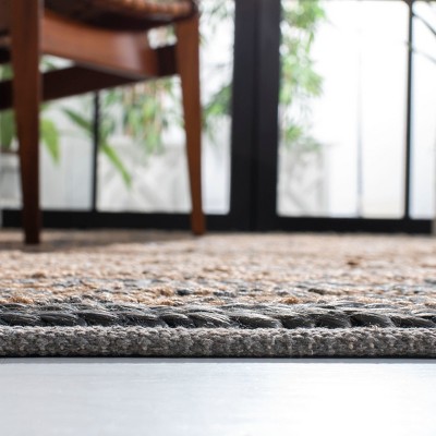 Beige and Gray Hand-Woven Jute Geometric Area Rug 3' x 5'