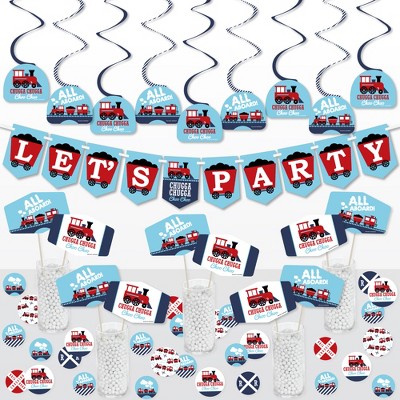 Big Dot of Happiness Railroad Party Crossing - Steam Train Birthday Party or Baby Shower Supplies Kit - Decor Galore Party Pack - 51 Pieces