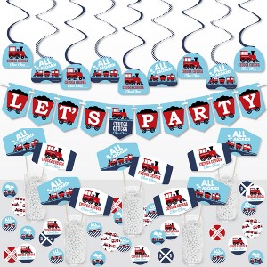 Big Dot of Happiness Railroad Party Crossing - Steam Train Birthday Party or Baby Shower Supplies Kit - Decor Galore Party Pack - 51 Pieces - 1 of 4
