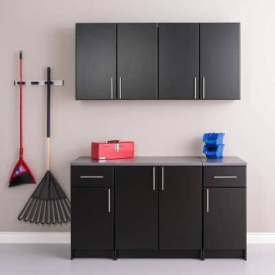 64" Elite with 5 Storage Cabinet Set Black - Prepac