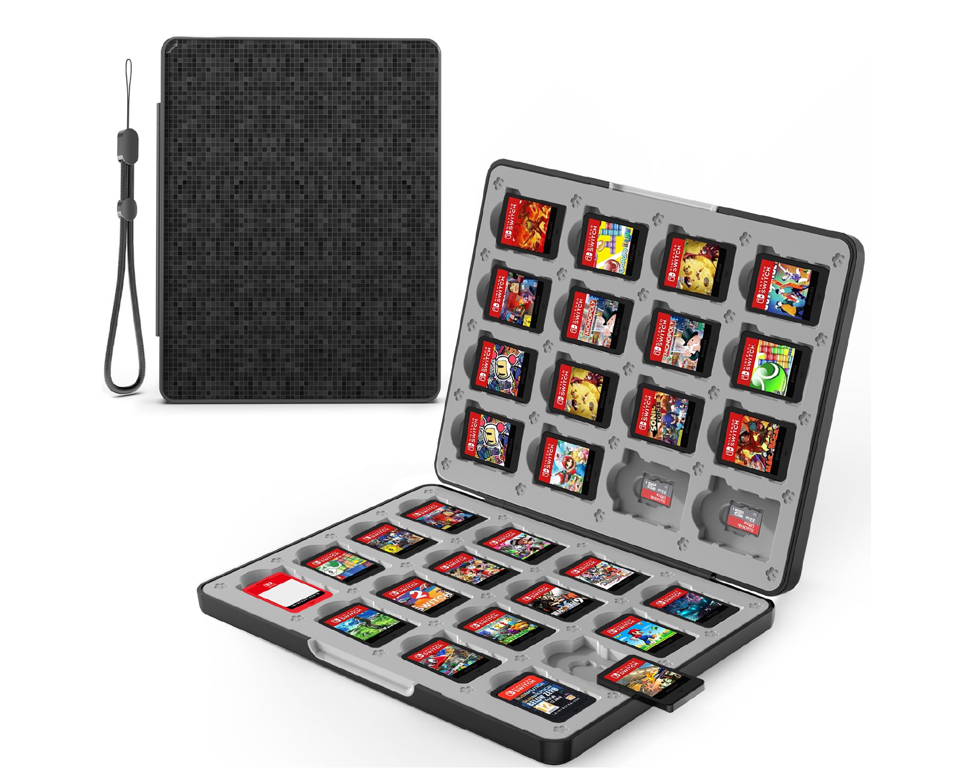 Fosmon For Nintendo Switch Game Case, Switch 2 Game Case, 32 Slots Switch Game Holder, Switch Game Card Case Holder Cartridge Case, Black