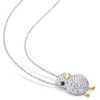EVERLY JEWELRY | Two Tone Silver 2 3/4ct TGW Created Blue and White Sapphire Chick Necklace, 18 inc - 4 of 4