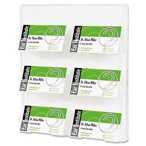 Deflecto Six-Pocket Wall Mount Business Card Holder Holds 480 2 X 3 1/2 Cards Clear 70601 - 1 of 4