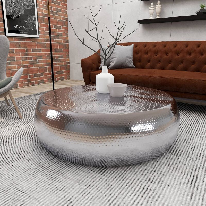 Contemporary Aluminum Coffee Table Silver - Olivia &#38; May, 6 of 15