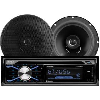 BOSS Audio 656BCK Vehicle Car Single DIN Hands Free Bluetooth CD, USB/SD, MP3, FM/AM Radio Stereo System with 6.5" 2-Way Full Range Speakers, Pair