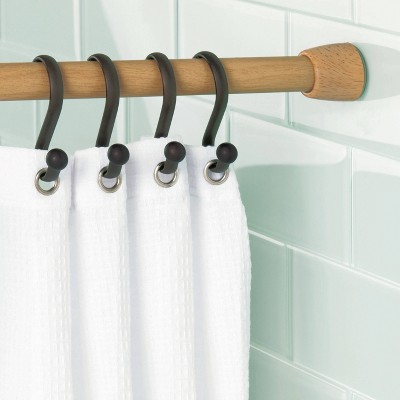 Bronze Metal S-Hook Shower Curtain Rings Set of 12