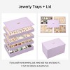 Set of 4 Stackable PU Leather Jewelry Trays with Lids, Drawer Organizer Inserts for Earrings & Watches, Black - 4 of 4