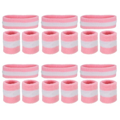 Unique Bargains Terry Cloth Sports Athletic Gym Working Out Headband Wristband Sweatband 6 Sets