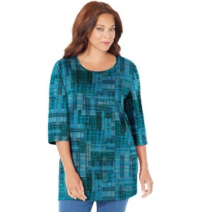 Catherines Women's Plus Size Easy Fit 3/4-Sleeve Scoopneck Tunic - 1 of 4